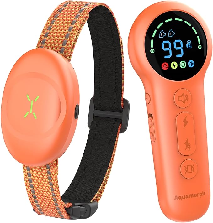 Dog Shock Collar with Soft Neoprene Padded - 4 Training Modes E Collar with 1600FT Remote Control for 5–120 lbs Large Medium Small Dogs, IPX7 Waterproof, Orange