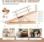 SLSY Dog Ramp for High Bed Couch, Folding Adjustable Pet Ramp with Non-Slip Rubber Mat, 62.9" Long, 5 Adjustable Heights 15.7''–31.4", Portable Step Supports Pets up to 250 lbs for Large Pet(Natural)