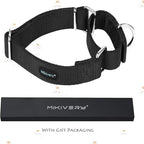 Mikivery Martingale Dog Collar Nylon Adjustable and Safety Training Colourful Comfortable Metal Buckle Pet Collars for Small Medium and Large Dogs(Black,M)