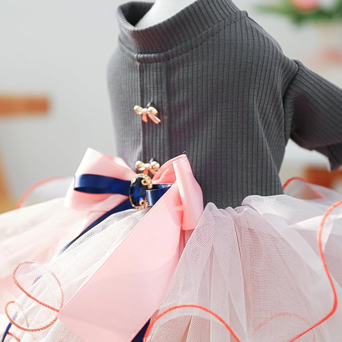 Furbabycare® Elegant Sweet Fashion Puppy Dog Blingbling Princess Skirt Pet Dog Lace Cake Camisole Tutu Dress P-Gray X-Small