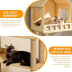 Wood Cat Tree for Automatic Litter Box, 60.2 Inch Tall Modern Cat Tree Tower with Litter Box Enclosure, Multi-Level Wooden Cats Tower Furniture with Scratching Posts, Condo House for Indoor Cats