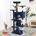 Cat Tree 70 Inches Cat Tower for Indoor Cats Multi-Level Cat Condo with Litter Box Enclosure,Scratching Posts for Indoor Cats (Navy Blue)