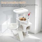 Cat Tree with Cat Condo and Two Hammocks, Cat Tree with Scratching Posts and Scratching Pads, Cat Tower for Indoor Cats, Activity Centre Climbing Tree with Playful Toy Balls, Beige