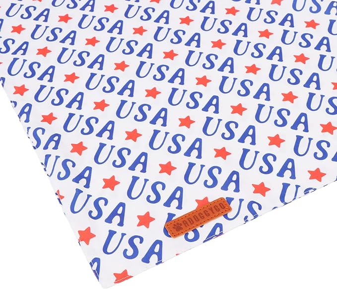 ADOGGYGO 4th of July Dog Bandanas, American Flag Pet Scarf, Multi Size Offered, White Blue Flag Bandana for Extra Large Dogs Pets (X-Large)