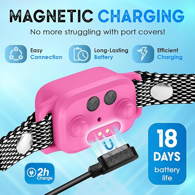 Bark Collar for Small Dogs 8-40 lbs – No Shock Anti Barking Collar with AI Chip – 3 Modes & 5 Sensitivity Levels – Waterproof, Rechargeable, Magnetic Charging – Humane, Effective Training (Pink)