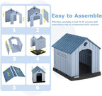 PUKAMI Large Dog House Outdoor Indoor, Plastic Dog House Weatherproof for Large Dogs, Sturdy Puppy Shelter with Air Vents and Elevated Floor, Easy Clean and Assemble (Blue, 37.2" D x 40" W x 40" H)