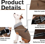 Lelepet Warm Dog Coats for Large Dogs Waterproof Dog Jacket Reflective Pet Fleece Vest Windproof Cold Weather Coats with Adjustable Buckle & Leash Hole, Brown, XL