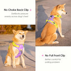 PHOEPET No Pull Dog Harness, Unique Colors Reflective Adjustable Dog Vest, with Soft Training Handle Metal Clips for Small Medium Large Dogs (Baby Purple Base & Yellow Straps,XL)