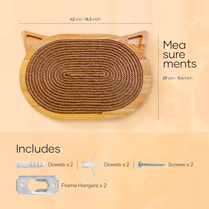 Wall Mounted Cat Scratcher Board - Scratching Post and Pad for Indoor Cats - Wall Furniture and Scratchers