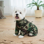 Fleece Dog Coat for Small Medium Dog,Pullover Pajamas Jumpsuit Bodysuit Puppy Coats with Legs, Pet Windproof Warm Cold Weather Jacket Full Body Vest Cozy Snowsuit Outfit Clothes (Camo, L)