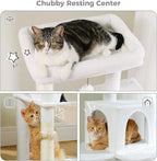 PETEPELA 56.3'' Tall Cat Tree for Indoor Large Cats, Multi-Level Cat Tower with Super Large Hammock (20''X16''), Sisal Covered Scratching Posts, Cozy Condo and Top Perch,White