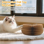 Upgraded-Magnetic Magic Organ Cardboard Cat Scratcher Toy with 2 Balls for Mental Physical Exercise, Multi-Shape Interactive Cardboard Cat Toy for Indoor Cats Flip with Fun, Brown/Gray,M, 1PCS