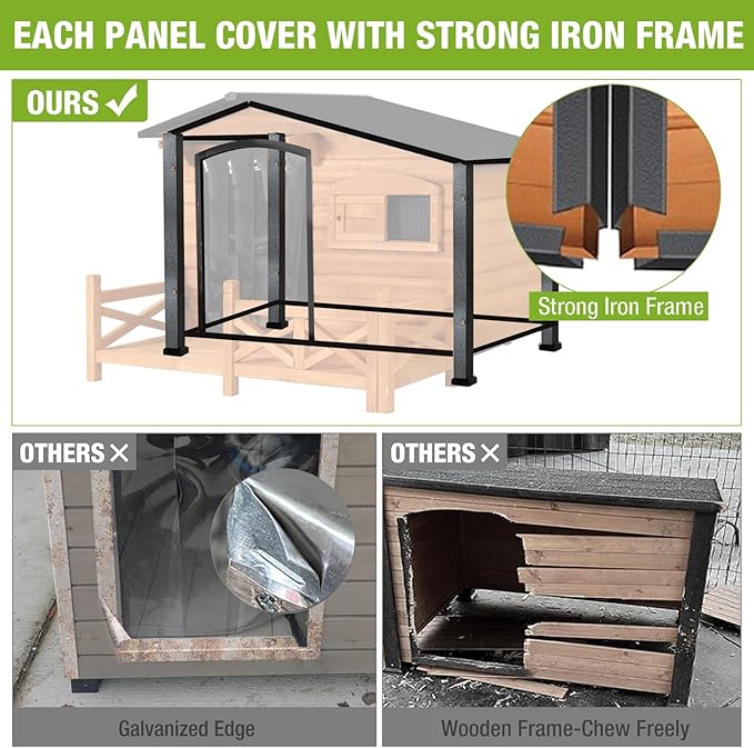 Outdoor Dog House Heated Dog Kennel with Insulated & Heating Pad Large Dog Kenne for Small & Medium & Large Dogs in Winter,All-Around Heavy-Duty Iron Frame