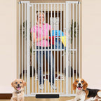 71 Inch Extra Tall Pet Gate for Cats, 29.5-43" Adjustable Wide Dog Gates, Pressure Mounted Walk Through Tall Cat Gate for Doorways,Hallway,Stairs,House（White）