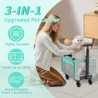 Rolling Pet Carrier with Detachable Wheels - 18x11x11 TSA Airline Approved for Southwest Delta United American, Soft Sided Expandable Travel Bag for Small Dogs & Cats up to 15Lbs, Fits Under Seat