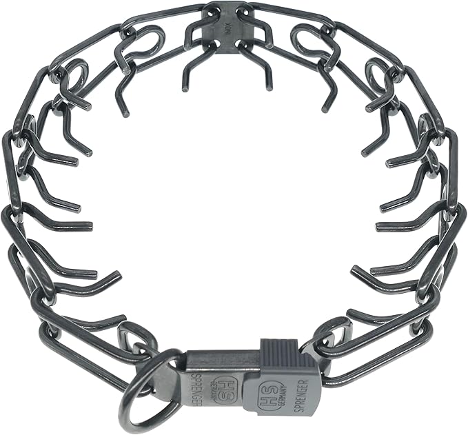 Herm Sprenger Black Stainless Steel Prong Dog Collar with ClicLock Buckle for Small Medium Large Dogs Ultra-Plus Training Pinch Collar with Quick Release Made in Germany