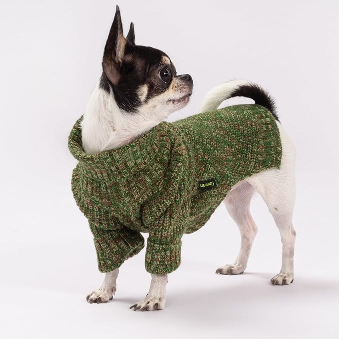 Fitwarm Knitted Turtleneck Dog Sweater, Thermal Dog Winter Clothes for Small Dogs Boy Girl, Holiday Pet Outfit, Heather Green, Small