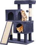 Cat Tree Tower, 36 Inches Cat Condo Houseswith Scratching Posts, Ramp, Plush Perch & 2 Spacious Condos, Stable for Multiple Cats Kittens House & Small Room(Dark Grey)
