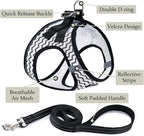 BOOMIBOO Dog Harness with Leash Set, No Pull Adjustable Reflective Step-in Puppy Pet Vest Harnesses for Small Medium Large Dogs and Cats,White Stripe XXS