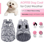 AOFITEE Dog Jacket, Dog Winter Coat, Waterproof Dogs Coats for Small Dogs, Warm Fleece Pet Snowsuit Puffer Jacket, Cozy Winter Pet Fleece Vest, Female Male Pets Cold Weather Coats, Silver, XXL