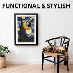 Wall Art Cat Scratcher Mat - Sisal Vertical Cat Scratch Pad with Photo Frame Design, No-Drill Wall-Mounted, 16"x12" Wall & Couch Cat Scratching Mat, 1 Extra Mat Included Free (Pond-Side Cat)