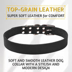 ADITYNA Black XL Leather Dog Collar for Extra-Large Dogs - Classic, Soft, Strong, Heavy Duty, Handmade Top-Grain Leather - for Walking, Training, and Hiking