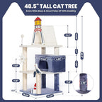 HYABi 48.5-Inch Novelty Lighthouse Seagull Wheel Buoy Cat Tree Tower Condo Bed Furniture Plush Ball Toy Fish Platforms Multi-Level with Scratching Posts Play for Indoor Cats