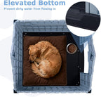 PUKAMI Large Dog House Outdoor Indoor, Plastic Dog House Weatherproof for Large Dogs, Sturdy Puppy Shelter with Air Vents and Elevated Floor, Easy Clean and Assemble (Blue, 31.5"D x 33.5"W x 33.9"H)
