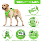 PoyPet No Pull Dog Harness, No Choke Reflective Dog Vest, Adjustable Pet Harnesses with 2 Leash Attachments with Easy Control Padded Handle for Small Medium Large Dogs(Green Matching Trim,S)