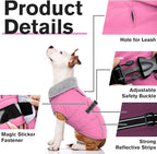 Lelepet Warm Dog Coats for Large Dogs Waterproof Dog Winter Jacket Reflective Pet Fleece Vest Windproof Cold Weather Coats with Adjustable Buckle & Leash Hole, Pink, L