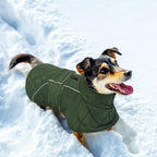 Kuoser Dog Coat Thermal Fleece Lined Dog Jacket, Adjustable Hook & Loop Dogs Coats for Medium Dogs Windproof Reflective Puppy Snow Jackets Pet Cold Weather Clothes with Harness Hole, Green, M