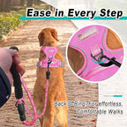 BARKBAY Dog Harness No Pull Mesh for Large Dogs - Adjustable, Reflective, Comfortable, No Choke, Heavy-Duty - Perfect for Outdoor Training, Walking, and Hiking - Strong & Durablee - XL & Pink Mesh