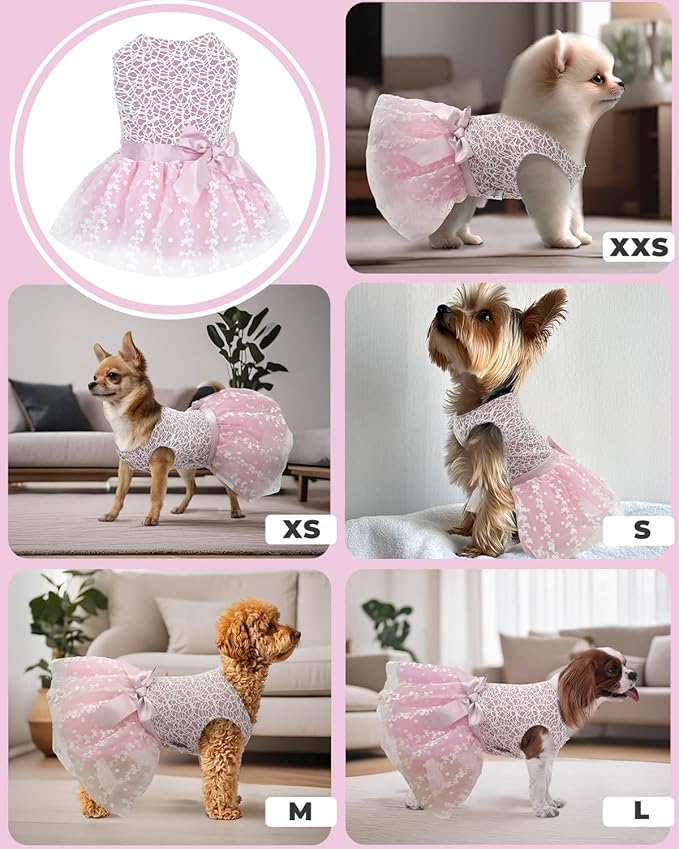 CuteBone Dog Birthday Dress Girl Puppy Skirt Tutu Cat Wedding Outfit Pet Party Clothes for Small Dogs Costume DD16XS