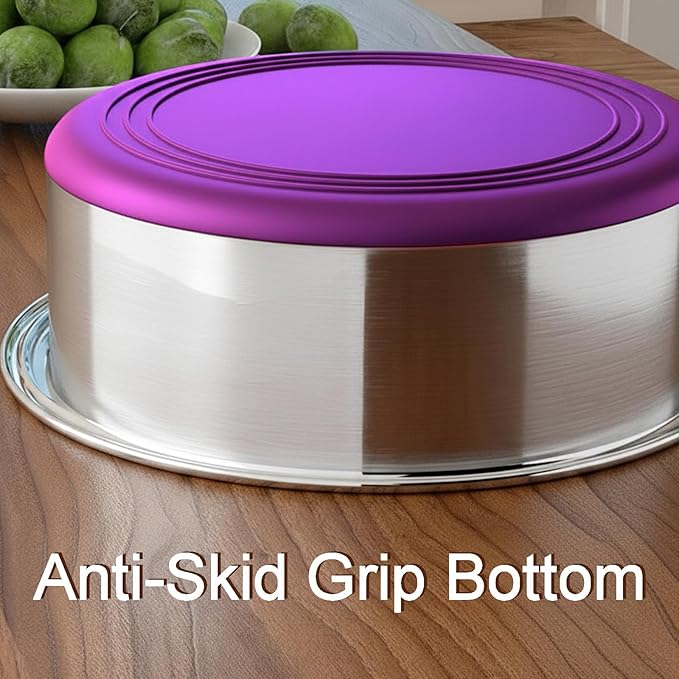 Deep Stainless Steel Non-Skid Dog and Food Bowls, Each Holds Up to 8 Cups, Set of 2 Packs(8.5 x 2.6 Inches)