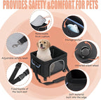 4-in-1 Cat Car Seat and Cat Carrier with Removable Wheels Booster Car Seats for Small Dogs Cats Comes with Shoulder Strap Clip-On Safety Leash and Thickened Pads, Pet Travel Carrier Bed up to 15lbs