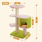 Flower 50-Inch Heavy-Duty Cat Tree for Large Cats - Sturdy Cat Tower with Extra-Thick Scratching Posts (φ4.3), Spacious Condo, 2-Layer Baseboard for Maine Coon & Big Cats up to 16 lbs, Pink
