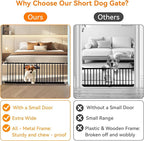 10" Height Short Dog Gate Adjustable18-48 Extra Wide Dog Gate with Small Cat Door,Pet Gate with 4 Extension Kits Pressure Mounted for Doorways & Stairs (Black, 10" Height)