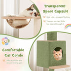 Tangkula Floor to Ceiling Cat Tree, 5 Tier Tall Cat Tower with 86”-99.5” Adjustable Height, Extra Replaceable Post, Tension Cat Tree with Space Capsule, Condo, Sisal Scratching Posts & Rope, Ladder