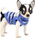 LOPHIPETS 100% Cotton Striped Dog Shirts for Small Dogs Chihuahua Puppy Clothes Tank Vest Tee-Blue and Gray Strips/XXS