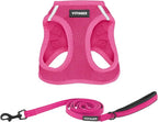 Best Pet Supplies Voyager Step-in Air All Weather Mesh Harness and Reflective Dog 5 ft Leash Combo with Neoprene Handle, for Small, Medium and Large Breed Puppies - Set (Fuchsia), XXS