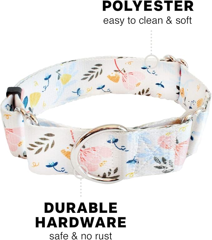 Downtown Pet Supply - Martingale Collar for Dogs - Dog Training Collar - Big, Wide & Thick Dog Collar - Escape-Proof, Weatherproof, Durable and Comfortable - Floral - Medium Dog Collar
