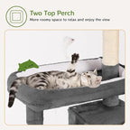 Cat Tree Tower 53 inch - Multi-Level Indoor Activity Center with Sisal Scratching Posts, Condo, Plush Perch & Hanging Toys for Large Cats (Black)