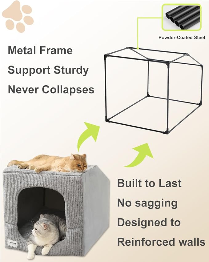 Hovicaed Indoor Dog House for Extra Large Medium Small Sized Dogs - Dog Tent with Washable Removable Cover, Pet Orthopedic Dog Cave Bed Egg-Crate Foam Cushion, Inside Dog House Large Space(L)