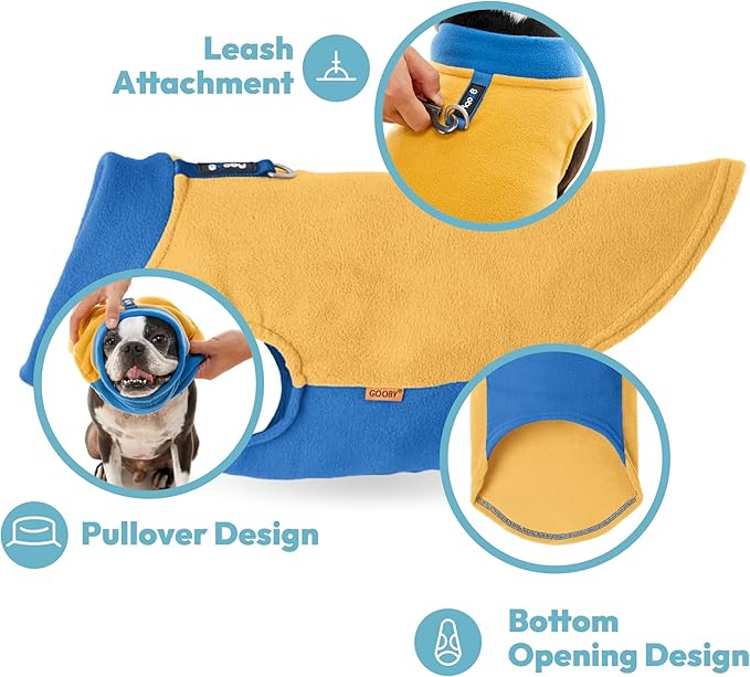 Gooby Half Stretch Fleece Vest Dog Sweater - Purple, X-Small - Warm Pullover Fleece Dog Jacket with D-Ring Leash for Small to Medium Dogs