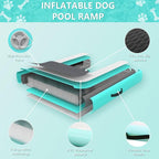 Inflatable Dock Platform for Dog, Large Dog Float Floating Ladder Up to 200 lbs Dogs Water Ramp, Non-Slip PVC with Boat Ramp for Pool, Dock, & Lake