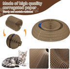 Kitty Curlz Magic Organ Cat Scratching Board with Bell Ball,Foldable Accordion Kitty Curls Cat Scratcher,Reversible Curling Toy for Indoor Cats,Blue Small Fish