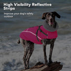 Queenmore Large Dog Jackets,Dog Coats for Extra Large Dogs with Harness Built in,Reflective Waterproof Dogs Jackets with Fleece Lining,Warm Snowsuit Pet Coats for German Shepherd,Rosered,XXXL