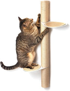 34" Wall-Mounted Cat Tree – Modern Space-Saving Cat Shelf with Sisal Scratching Post & Steel Climbing Steps – Stylish Cat Wall Furniture for Small Spaces