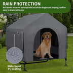 Summertrail 42" Large Dog House Outdoor Indoor with Breathable Mesh Windows-Elevated Dog Bed Cot Dog Tent Shade Shelter for Large Breeds with Canopy, Weatherproof Dog Kennel for Outside, Easy Clean