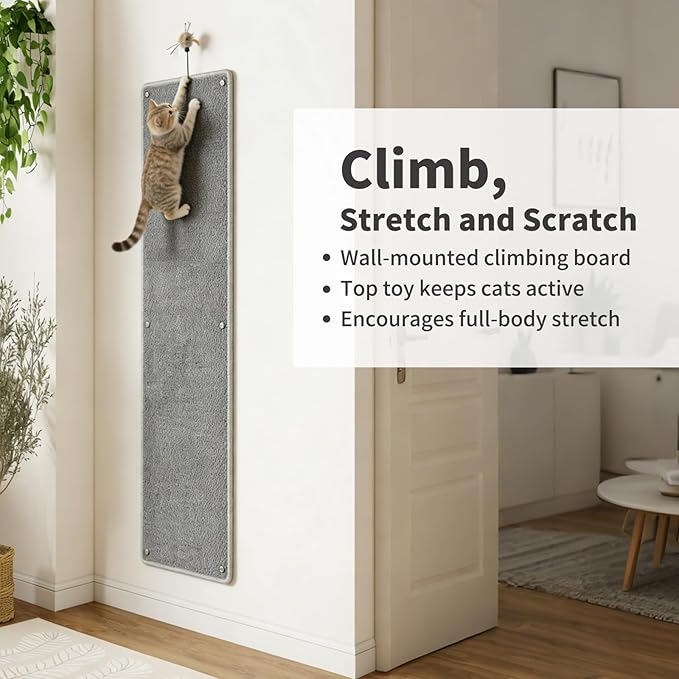 71" X 15.8" Thickened Cat Wall Climbing Carpet, Extra Large Cat Wall Scratcher Mat Tall Durable Wall Mounted Climbing Cat Scratcher with 16 pcs Fixed Nails for Indoor Furniture Couch Sofa Protection